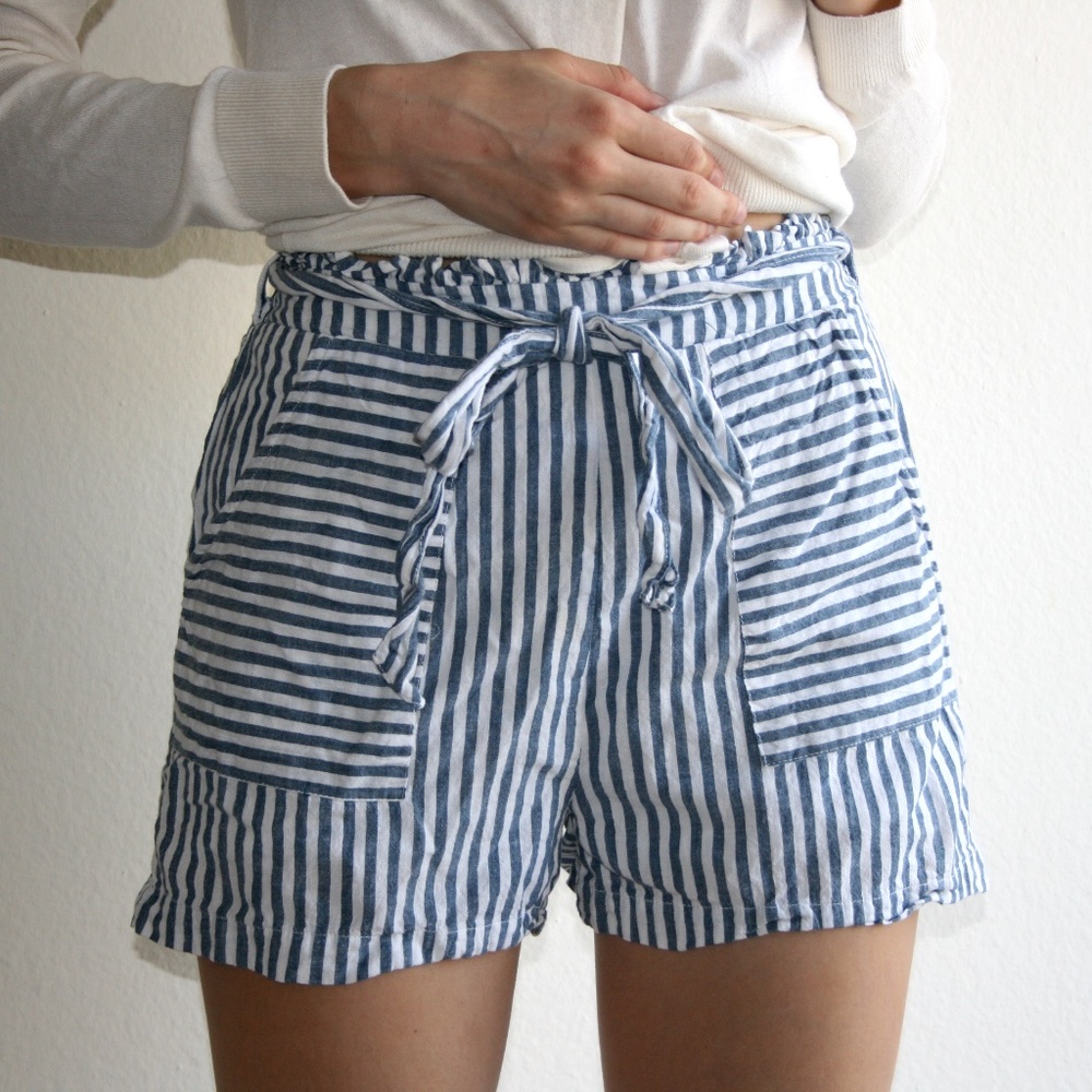 Blue and White Striped cloth shorts